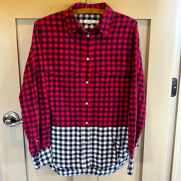 Women’s Rag & Bone Red and Black Plaid Button Down Shirt Small - Picture 1 of 7